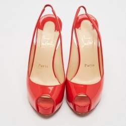 Christian Louboutin Red Patent Leather Private Number Sandals Size 36.5