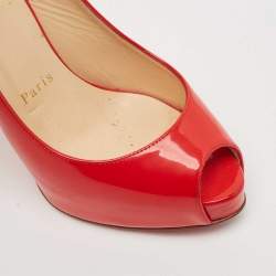 Christian Louboutin Red Patent Leather Private Number Sandals Size 36.5