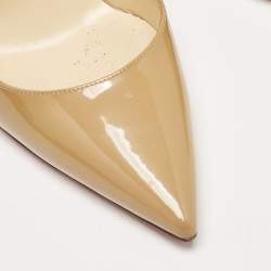 Pre Owned Christian Louboutin Beige Patent Leather Kate Pumps Size 36