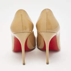Pre Owned Christian Louboutin Beige Patent Leather Kate Pumps Size 36