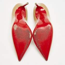 Pre Owned Christian Louboutin Beige Patent Leather Kate Pumps Size 36