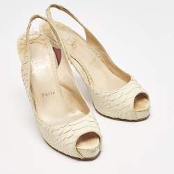 Christian Louboutin Cream Python No Prive Sandals Size 38
