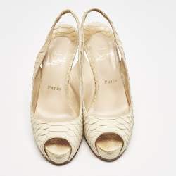 Christian Louboutin Cream Python No Prive Sandals Size 38