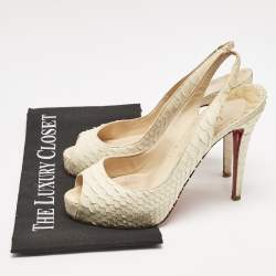 Christian Louboutin Cream Python No Prive Sandals Size 38