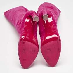 Christian Louboutin Rose Pink Suede Zip Up Knee Length Boots Size 39