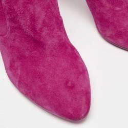 Christian Louboutin Rose Pink Suede Zip Up Knee Length Boots Size 39