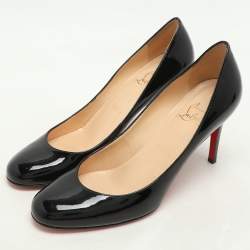 Christian Louboutin Black Patent Leather Simple Pumps Size 37.5