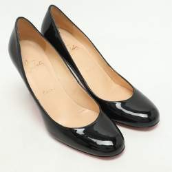 Christian Louboutin Black Patent Leather Simple Pumps Size 37.5