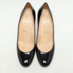 Christian Louboutin Black Patent Leather Simple Pumps Size 37.5