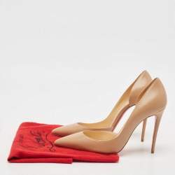 Pre Owned Christian Louboutin Beige Leather Iriza Pumps Size 39