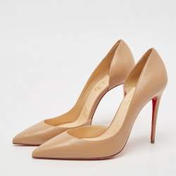 Pre Owned Christian Louboutin Beige Leather Iriza Pumps Size 39