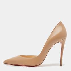 Pre Owned Christian Louboutin Beige Leather Iriza Pumps Size 39