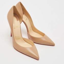Pre Owned Christian Louboutin Beige Leather Iriza Pumps Size 39