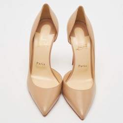 Pre Owned Christian Louboutin Beige Leather Iriza Pumps Size 39