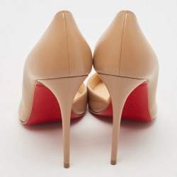Pre Owned Christian Louboutin Beige Leather Iriza Pumps Size 39