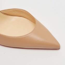 Pre Owned Christian Louboutin Beige Leather Iriza Pumps Size 39
