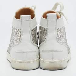 Christian Louboutin White Leather Louis Strass Sneakers Size 39