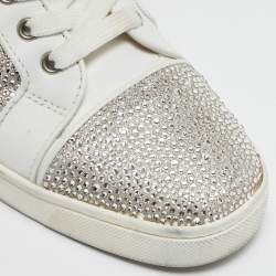 Christian Louboutin White Leather Louis Strass Sneakers Size 39