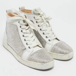 Christian Louboutin White Leather Louis Strass Sneakers Size 39