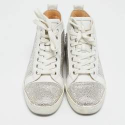 Christian Louboutin White Leather Louis Strass Sneakers Size 39