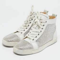 Christian Louboutin White Leather Louis Strass Sneakers Size 39