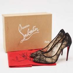 Christian Louboutin Black Lace and Suede Eloise Pumps Size 37