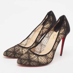 Christian Louboutin Black Lace and Suede Eloise Pumps Size 37