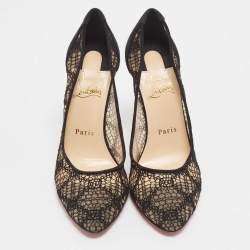 Christian Louboutin Black Lace and Suede Eloise Pumps Size 37