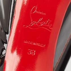 Pre Owned Christian Louboutin Black Patent Private Number Slingback Pumps Size 38