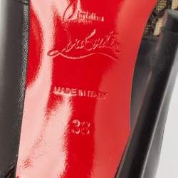 Pre Owned Christian Louboutin Black Leather and Net Miluna Slingback Pumps Size 38