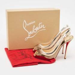 Christian Louboutin Multicolor Leather and PVC Gospell Slingback Pumps Size 38