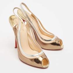 Christian Louboutin Multicolor Leather and PVC Gospell Slingback Pumps Size 38