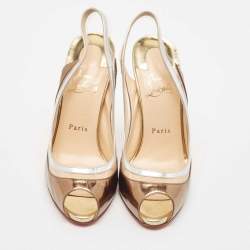 Christian Louboutin Multicolor Leather and PVC Gospell Slingback Pumps Size 38
