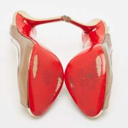 Christian Louboutin Multicolor Leather and PVC Gospell Slingback Pumps Size 38
