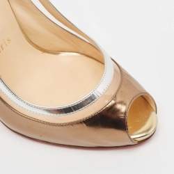 Christian Louboutin Multicolor Leather and PVC Gospell Slingback Pumps Size 38
