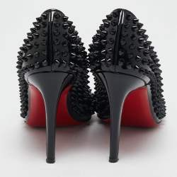 Christian Louboutin Black Patent Leather Pigalle Spikes Pumps Size 38.5