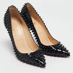 Christian Louboutin Black Patent Leather Pigalle Spikes Pumps Size 38.5