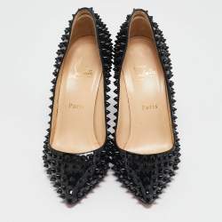 Christian Louboutin Black Patent Leather Pigalle Spikes Pumps Size 38.5