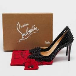 Christian Louboutin Black Patent Leather Pigalle Spikes Pumps Size 38.5