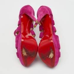 Christian Louboutin Pink Suede Balota Strappy Platform Sandals Size 40