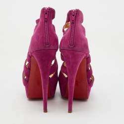 Christian Louboutin Pink Suede Balota Strappy Platform Sandals Size 40