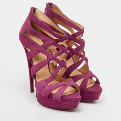 Christian Louboutin Pink Suede Balota Strappy Platform Sandals Size 40