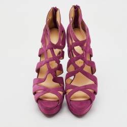 Christian Louboutin Pink Suede Balota Strappy Platform Sandals Size 40