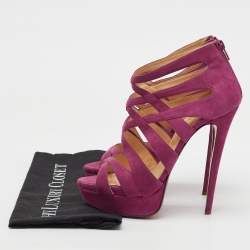 Christian Louboutin Pink Suede Balota Strappy Platform Sandals Size 40