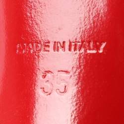 Pre Owned Christian Louboutin Beige Patent Leather Lady Peep Toe Pumps Size 35