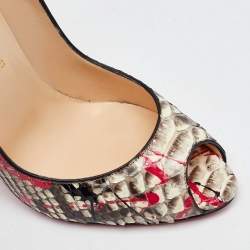 Christian Louboutin Multicolor Painted Splatter Python Peep Toe Pumps Size 40