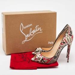 Christian Louboutin Multicolor Painted Splatter Python Peep Toe Pumps Size 40