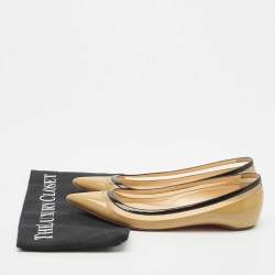 Christian Louboutin Beige/Black Patent Leather and PVC Paulina Ballet Flats Size 36.5