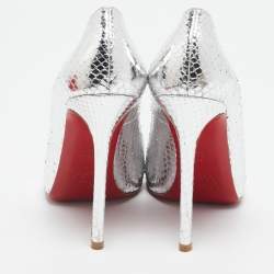 Christian Louboutin Silver Python Flo Peep Toe Pumps Size 37