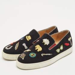 Christian Louboutin Black Suede Pik N Luck Sneakers Size 38